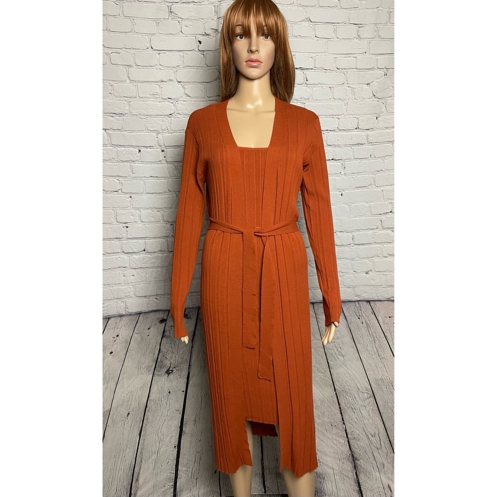 NWT New House of Harlow 1960 Rust 2 Piece Knit Set Dress Cardigan Size M
